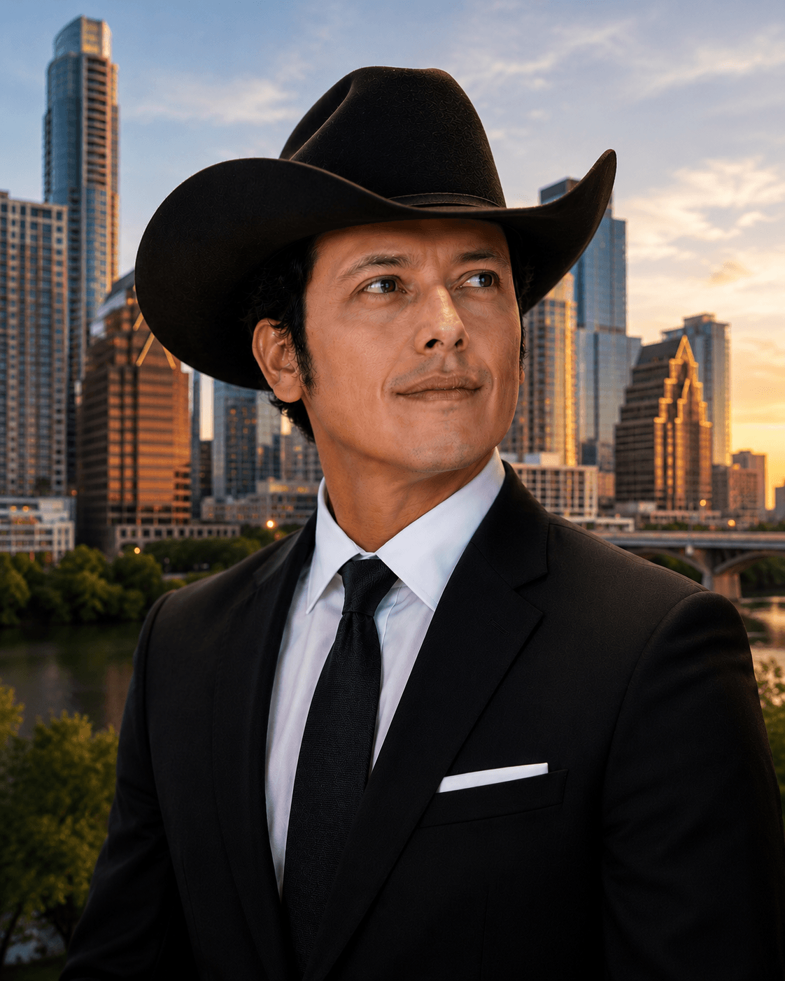 Gabriel De La O, founder of CohesionLabs, in front of the Austin skyline